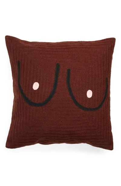 Cold Picnic Boob Accent Pillow Cover In Deep Brown