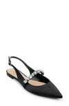 Jewel Badgley Mischka Bambi Womens Faux Leather Pointed Toe Slingbacks In Black Satin