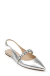 Jewel Badgley Mischka Bambi Slingback Skimmer Flat In White