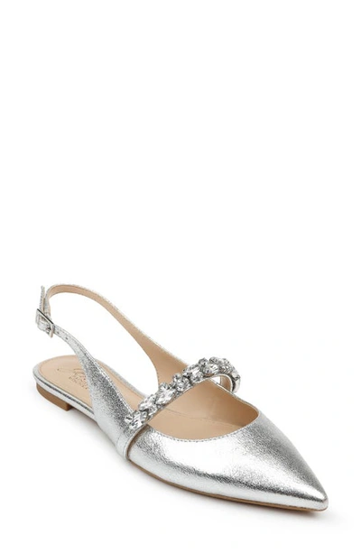 Jewel Badgley Mischka Bambi Slingback Skimmer Flat In Silver