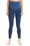 Modern Eternity Activewear Maternity Leggings In Navy Jacquard