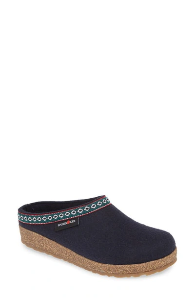 Haflinger Grizzly Clog Slipper In Navy