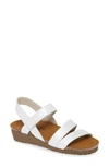 Naot Kayla Womens Leather Strappy Wedge Sandals In White Pearl Leather