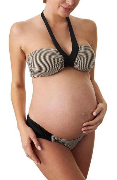 Pez D'or Maternity Montego Bay Textured Two-piece Bikini Swim Set In Black/gold