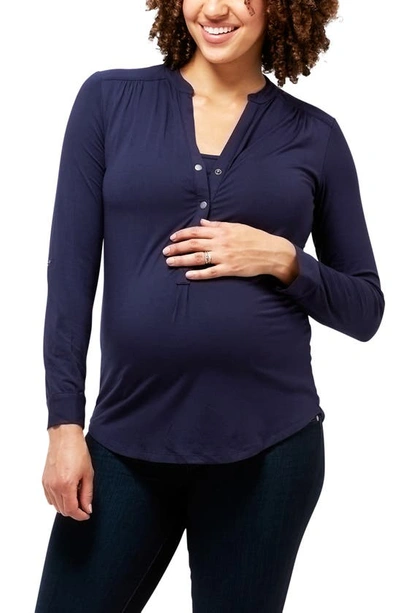 Nom Maternity Amelie Snap Front Maternity/nursing Top In Navy