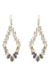 Alexis Bittar Multicolor Navette Crystal-spiked Teardrop Wire Earrings In Gold