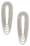 Ettika Crystal Draped Fringe Statement Earrings In Silver Tone