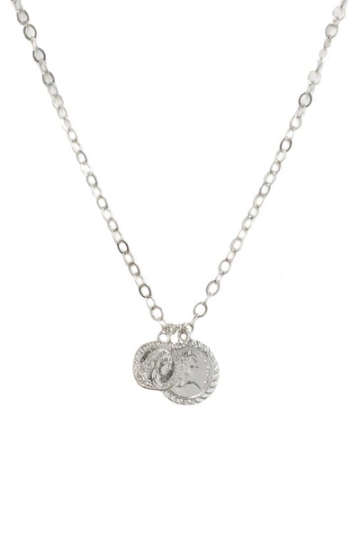 Ettika The Adventurer Double Rhodium Coin Women's Necklace In Silver