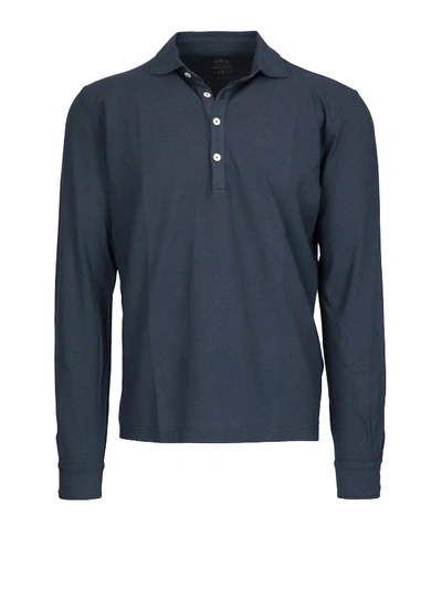 Altea Glacial Long Sleeve Blue Cotton Polo