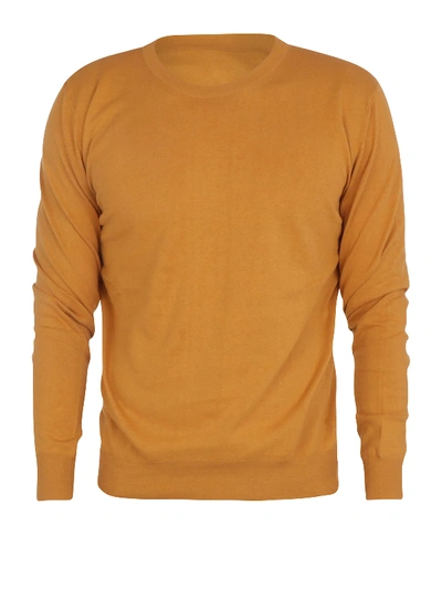 Altea Linen And Cotton Crew Neck Sweater In Orange
