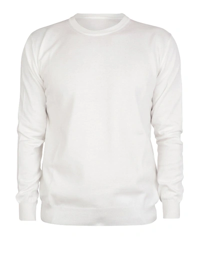 Altea White Cotton Crew Neck Sweater