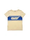 GUCCI ELECTRIC BLUE LOGO T-SHIRT IN CREAM COLOR