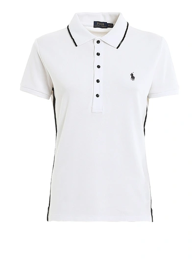 Polo Ralph Lauren Ladies White Beaded Collar Cotton Polo Shirt