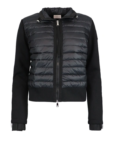 Moncler Quilted Front Sweatshirt In Black