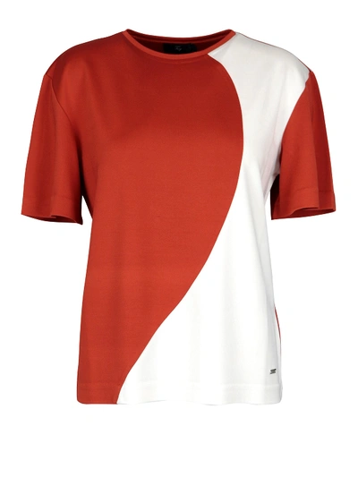 Fay Colour Block Jersey T-shirt In Orange