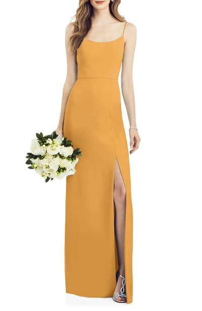After Six Scoop Neck Crepe Gown In Yellow