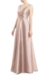 ALFRED SUNG SATIN TWILL A-LINE GOWN,D776