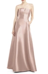 ALFRED SUNG STRAPLESS SATIN TWILL GOWN,D774