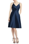 ALFRED SUNG FIT & FLARE SATIN TWILL COCKTAIL DRESS,D777
