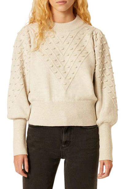 French Connection Bobble Stitch Crop Sweater In Classic Cream