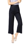 Court & Rowe Linen Blend Crop Wide Leg Trousers In Blue Night