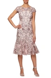 Alex Evenings Womens Sequined Knee-length Cocktail Dress In Blossom