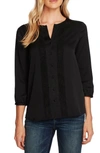 VINCE CAMUTO LACE DETAIL HAMMERED SATIN SHIRT,9120048