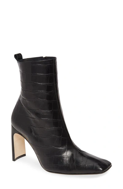 Miista 90mm Marcelle Croc Embossed Leather Boot In Black Croc