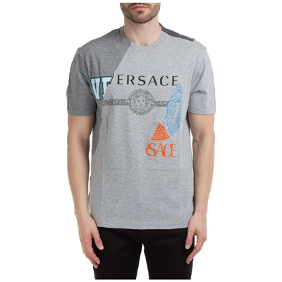 Versace Men's Short Sleeve T-shirt Crew Neckline Jumper In Grey