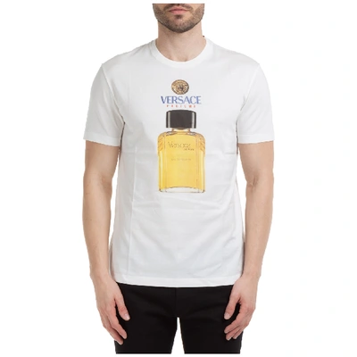 Versace Men's Short Sleeve T-shirt Crew Neckline Jumper In White