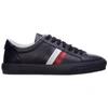 Moncler Men's Shoes Leather Trainers Sneakers Monaco In Blue