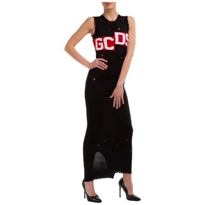 Gcds Women's Calf Length Dress Sleeveless Logo In Black
