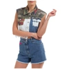 Gcds Patchwork Cropped Vest In Blue