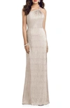 Dessy Collection Soho Metallic One-shoulder Gown In Rose Gold