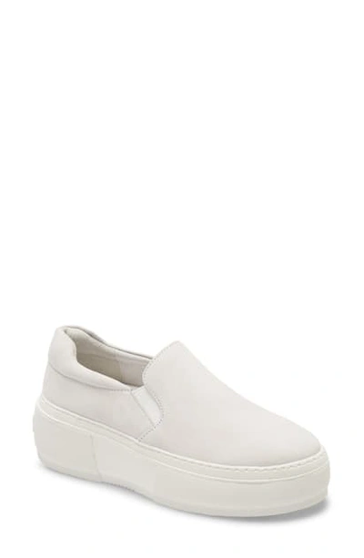 Jslides Cleo Platform Slip-on Sneaker In White Nubuck Leather