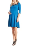 Everly Grey Pipa Maternity Skater Dress In Cerulean