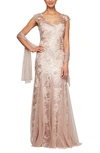 ALEX EVENINGS SEQUIN EMBROIDERED TRUMPET GOWN,8217897