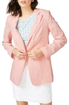 Court & Rowe Pinstripe One-button Blazer In Cheeky Peach