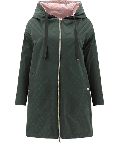 Herno Reversible Monogram Parka In Green And Pink