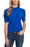 Cece Puff Sleeve Crepe Top In Deep Royal Blue
