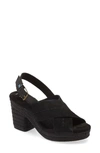 Toms Ibiza Platform Slingback Sandal In Black/ Black Suede