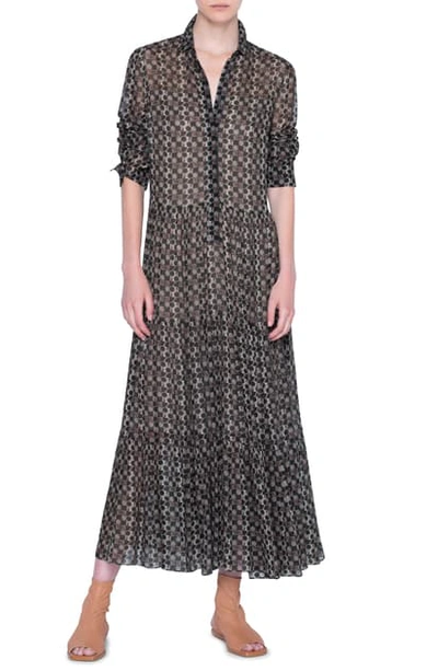 Akris Punto Circlefield Print Long Sleeve Maxi Dress In Circle Field Print Multi