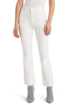Mother The Hustler High Waist Fray Hem Ankle Bootcut Jeans In White