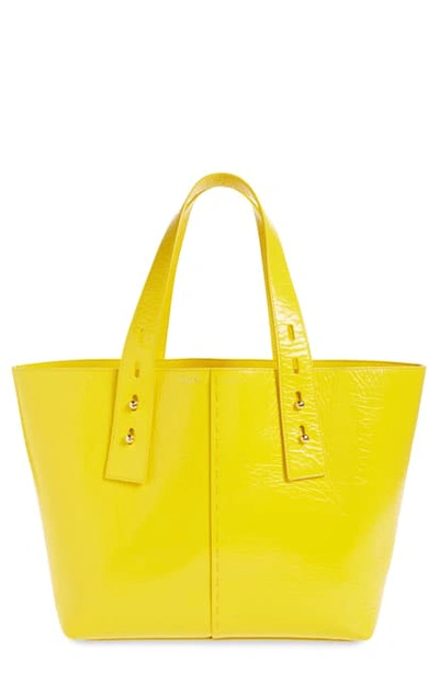 Frame Medium Les Second Calfskin Leather Tote In Citrine
