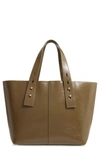Frame Medium Les Second Calfskin Leather Tote In Green