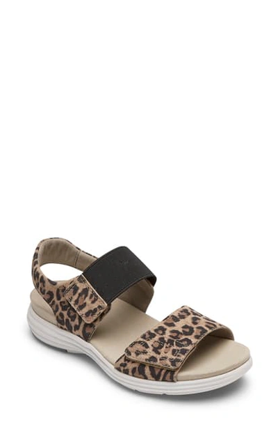 Aravon Beaumont Sandal In Leopard Print Leather