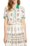 TORY BURCH FLORAL COTTON POLO,63720