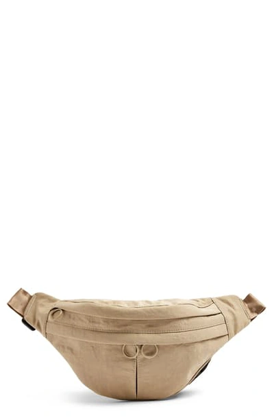 Topshop Faux Leather Waist Bag In Beige