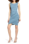 Leith Ruched Body-con Tank Dress In Blue Stone