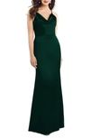 Dessy Collection Dessy Colleciton Cowl Neck Charmeuse Trumpet Gown In Evergreen